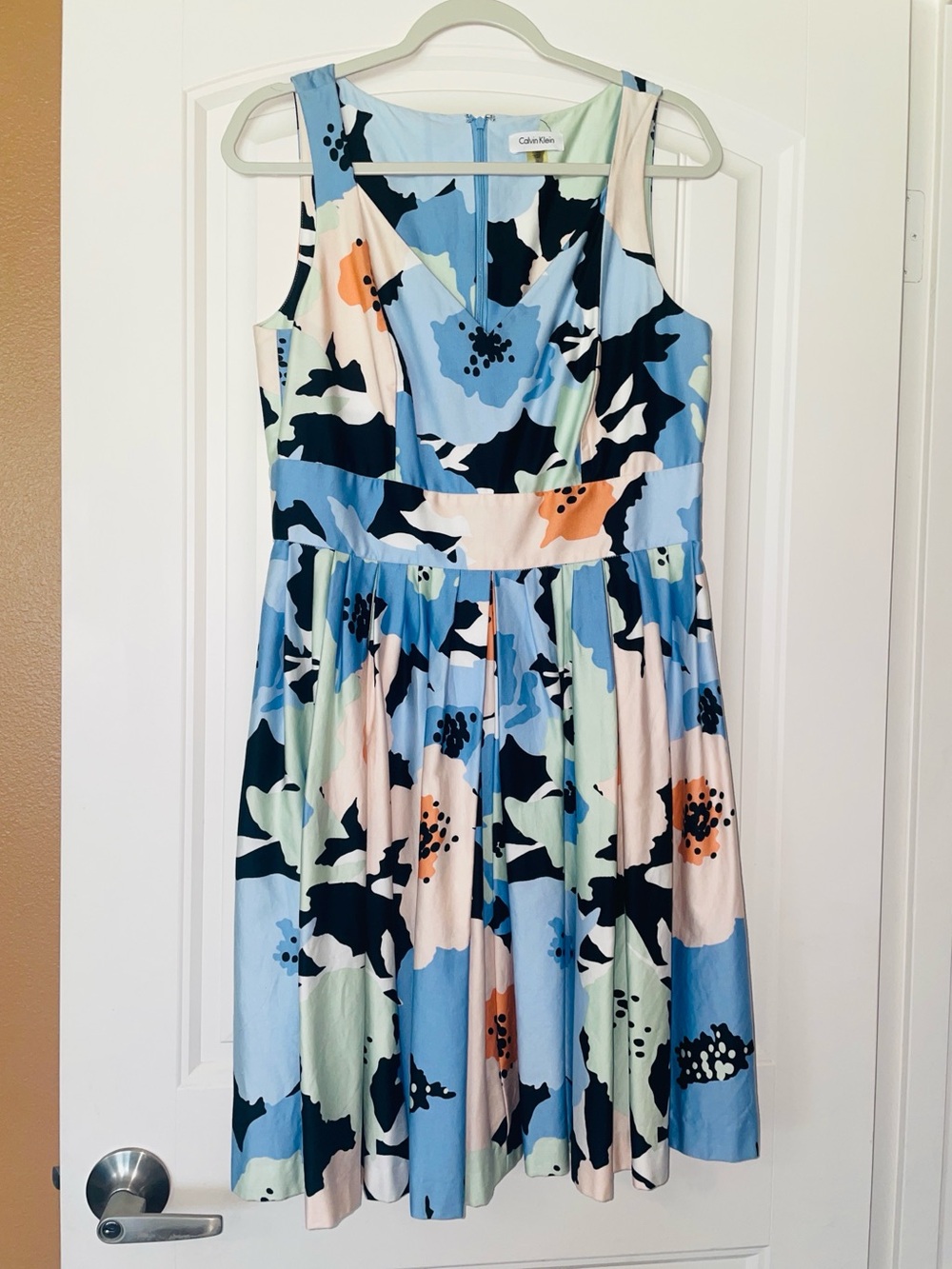 Calvin Klein Pastel Floral Sleeveless Fit-and-Flare Dress womens 12